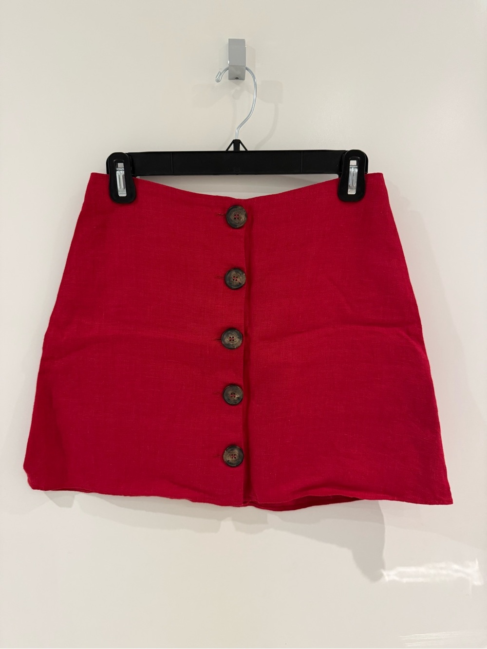 Reformation Red Linen Mini Skirt